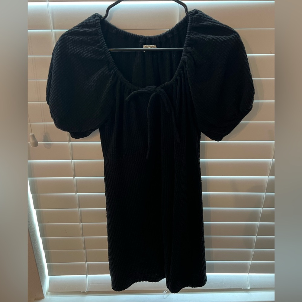 Madewell Seersucker Knit Puff-Sleeve Mini Dress Size M - Picture 5 of 5